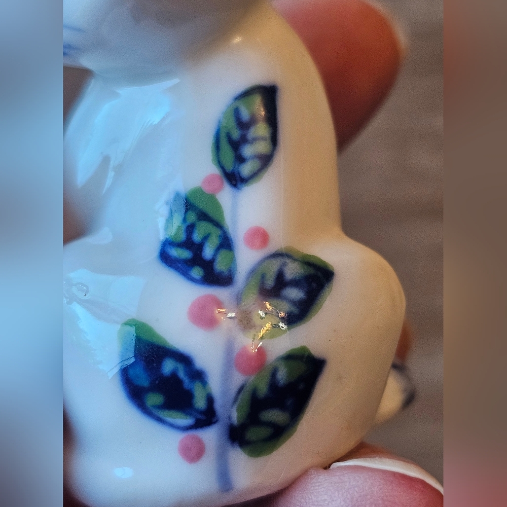 Set of 4 Vintage Porcelain Miniature Hand Painted Floral Cats Kittens Playing - Picture 14 of 15